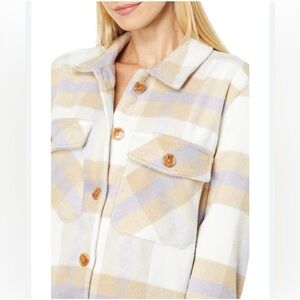 Plaid Shacket Soft Wool Shirt in Cream and Lavender
